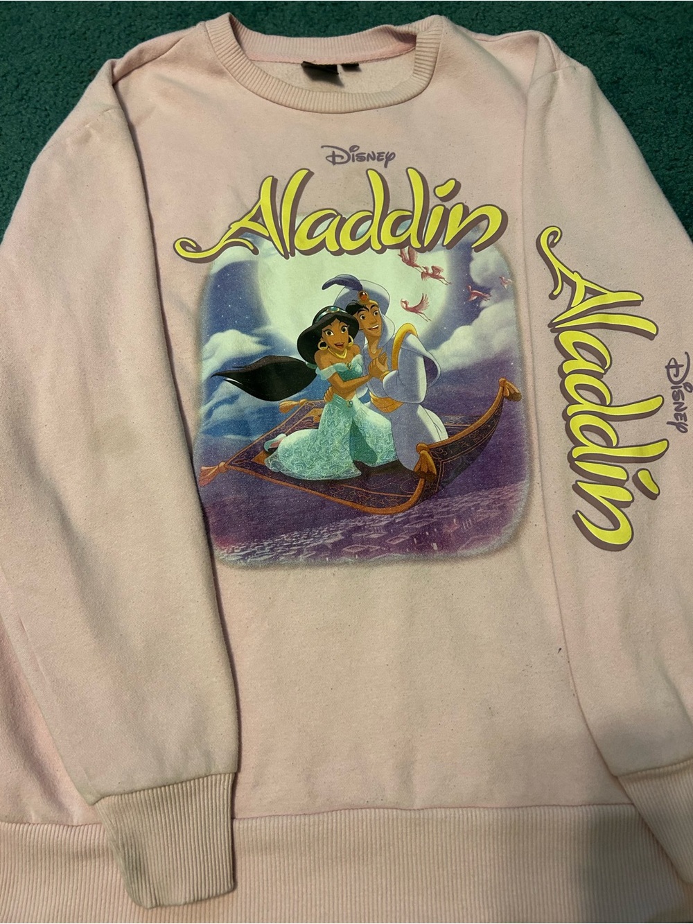Disney Pink Aladdin Graphic Sweatshirt with Magic Carpet Scene